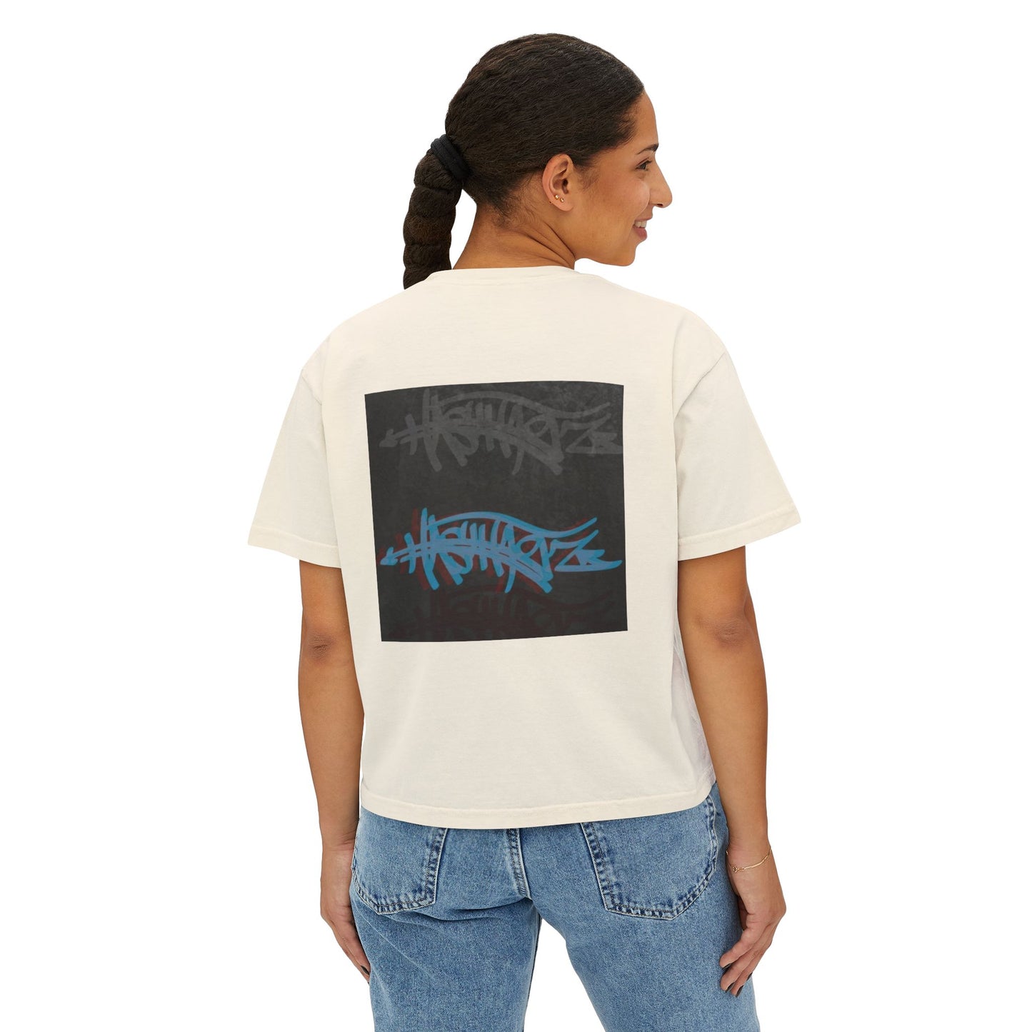 Stylish Women's Boxy Tee with HASHTAGZ Graffiti Bomb Graphic