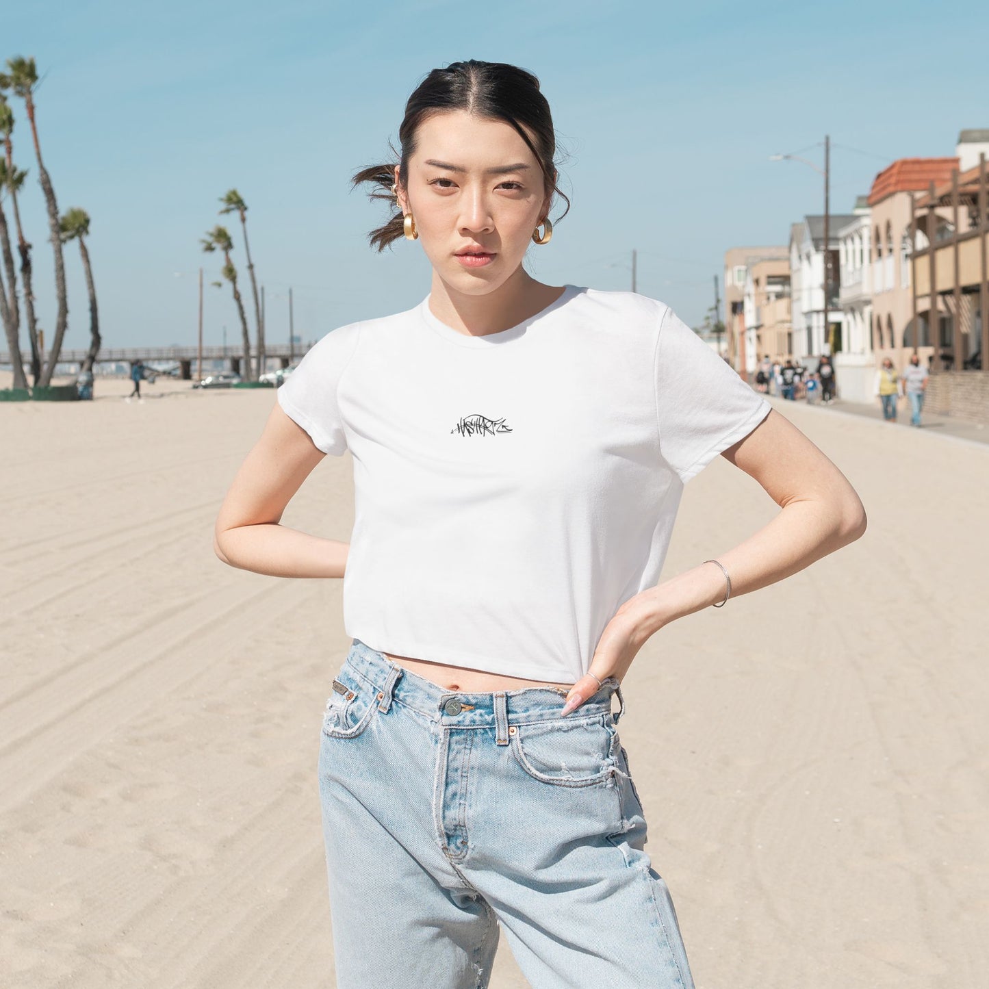 HASHTAGZ - TAGGED UP! XO -Flowy Cropped Tee