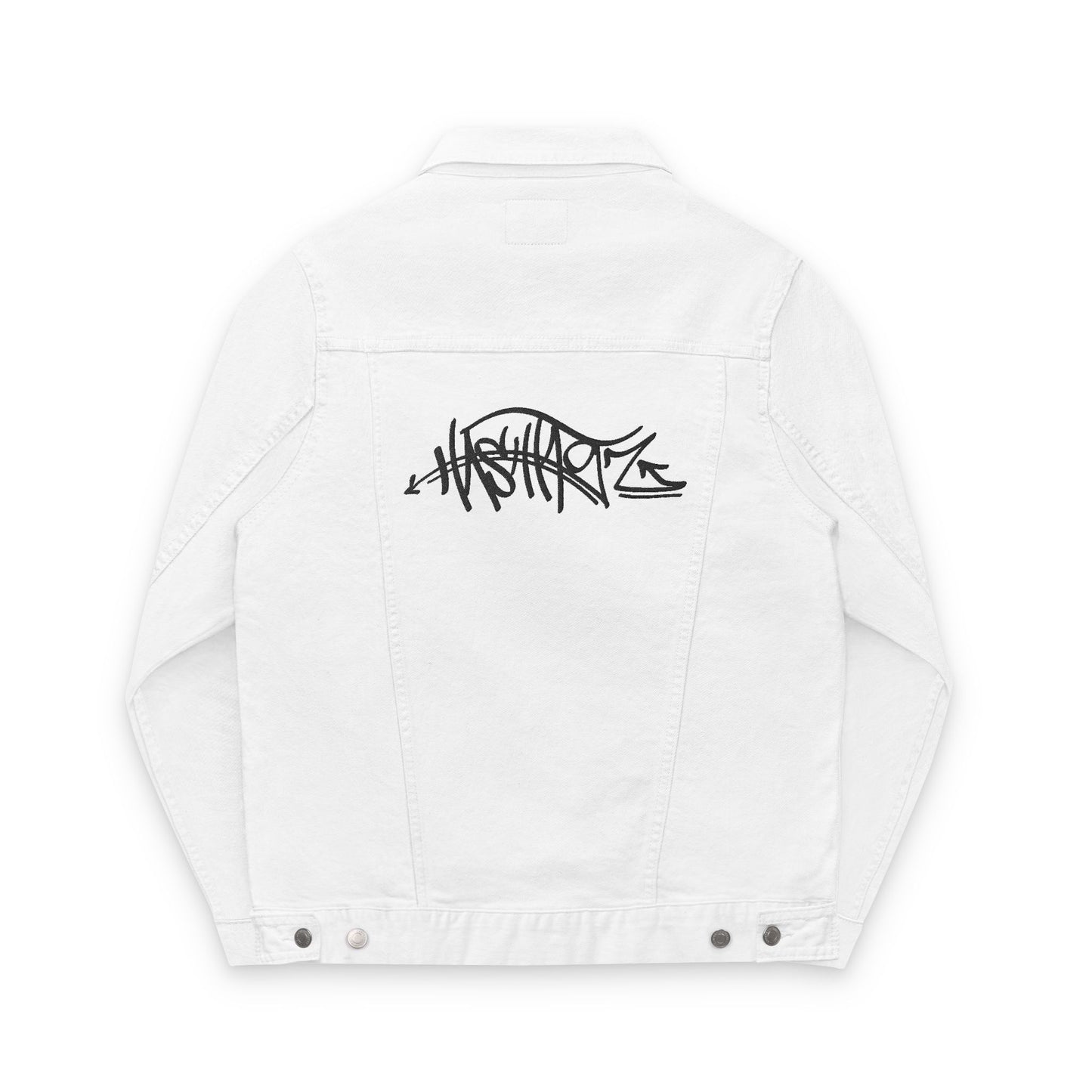 HASHTAGZ TAGGED UP! - Stylish Unisex Embroidered Denim Jacket, Casual Jacket, Trendy Outerwear, Layering Piece, Gift for Him/Her